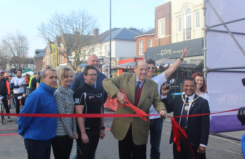 Sir Nicholas starts the annual Haywards Heath Bike Ride. Sunday 2nd, April, 2017