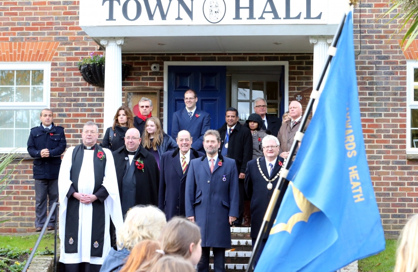 Sir Nicholas attending the Remembrance Day Service in Haywards Heath on Sunday, 12th November, 2017